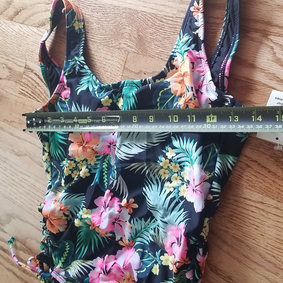 (S) George. Floral Lace Up Open Back Juniors One Piece Swimsuit Beach Vacation - Picture 6 of 10